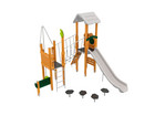 Spieltürme mit Kletterbrücke Rutsche und Rutschstange Massivholz