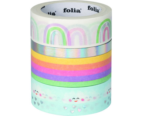 FOLIA Washi Tape Set Let's celebrate (Rosé, Schwarz, Grün, Braun, 10 m