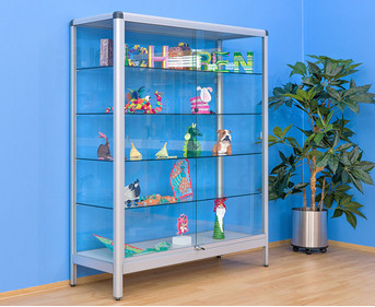 Standvitrine mit Sicherheitsglas (B: 150 cm)