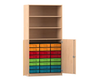 Flexeo® Schrank 24 kleine Boxen 3 Fächer 2 Halbtüren