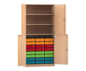 Flexeo® Schrank 24 kleine Boxen 3 Fächer 4 Halbtüren