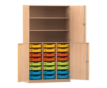 Flexeo® Halbtürenschrank PRO 3 Reihen 24 Boxen Gr S 3 Fächer 4 Halbtüren