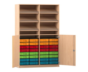 Flexeo® Schrank 6 Schrägablagen 32 kleine Boxen 2 Halbtüren