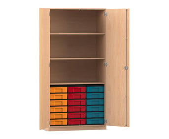 Flexeo® Schrank 18 kleine Boxen 3 Fächer 2 Türen