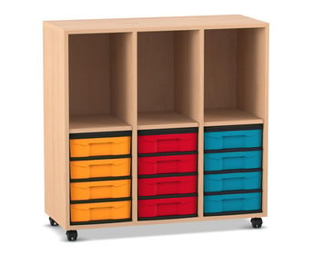 Flexeo® Regal 3 Reihen 12 kleine Boxen 3 Fächer oben