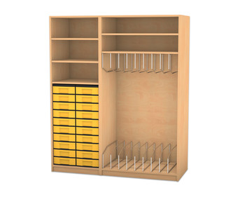 Flexeo® Liegepolsterschrank für 9 Liegepolster 20 kleine Boxen