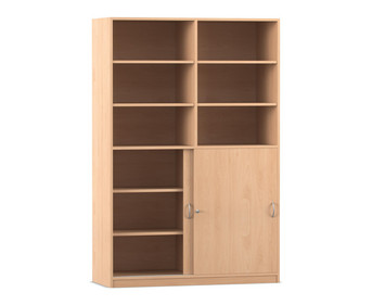 Flexeo® Schiebetürenschrank 12 Fächer Mittelwand 2 Türen Breite 126 4 cm