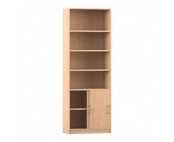 Flexeo® Kombi Schrank Schiebetüren oben 4 Fächer = 6 Ordnerhöhen