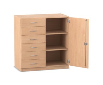 Flexeo® Schrank 6 kleine Schubladen 3 Fächer rechts 1 Tür Breite 94 4 cm