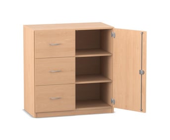 Flexeo® Schrank 3 großen Schubladen 3 Fächer rechts 1 Tür Breite 94 4 cm