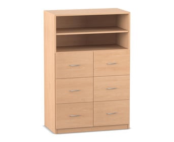 Flexeo® Schrank 6 große Schubladen 2 Fächer