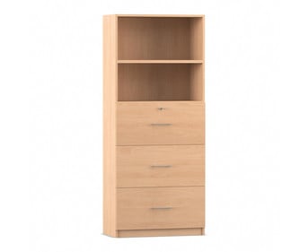 Flexeo® Schrank 3 große Schubladen oben 2 Fächer = 5 Ordnerhöhen