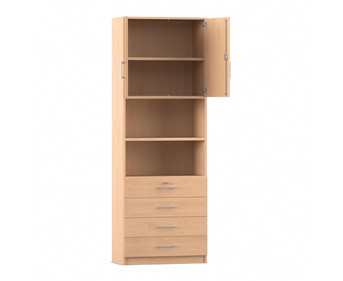 Flexeo® Kombi Schrank 4 kleinen Schubladen = 6 Ordnerhöhen