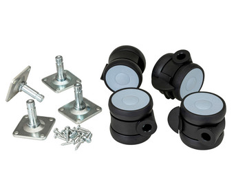Flexeo® Satz mit 4 Rollen auf Metallplatte inkl Schrauben
