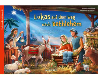 Lukas auf dem Weg nach Bethlehem Adventskalender mit Fensterbild