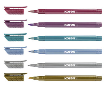 Kores® Fasermaler Style Brush Marker Metallic 6 Stück