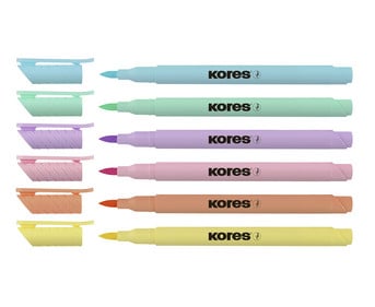 Kores® Fasermaler Brush Tip Marker Pastel Style 6 Stück