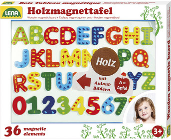 LENA® Holzmagnettafel mit Buchstaben und Zahlen