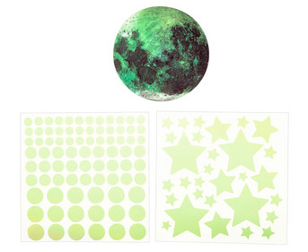 Nachtleuchtende Wandsticker Mond und Sterne