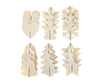 3D Holz Weihnachtsanhänger 24 Stück