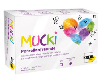 KREUL MUCKI Porzellanfreunde Set mit Porzellan Fingerfarben + Marker