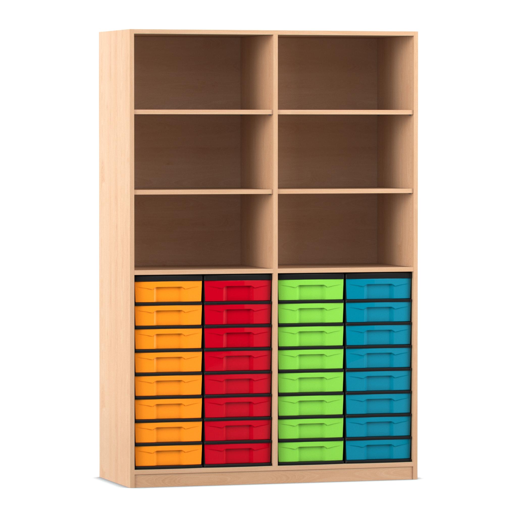 Flexeo® Regal, 6 Fächer, 32 kleine Boxen H x B: 190 x 126,4 Flexeo Regal, 3 Fächer, 18 kleine Boxen HxB: 190 x 94,4 cm