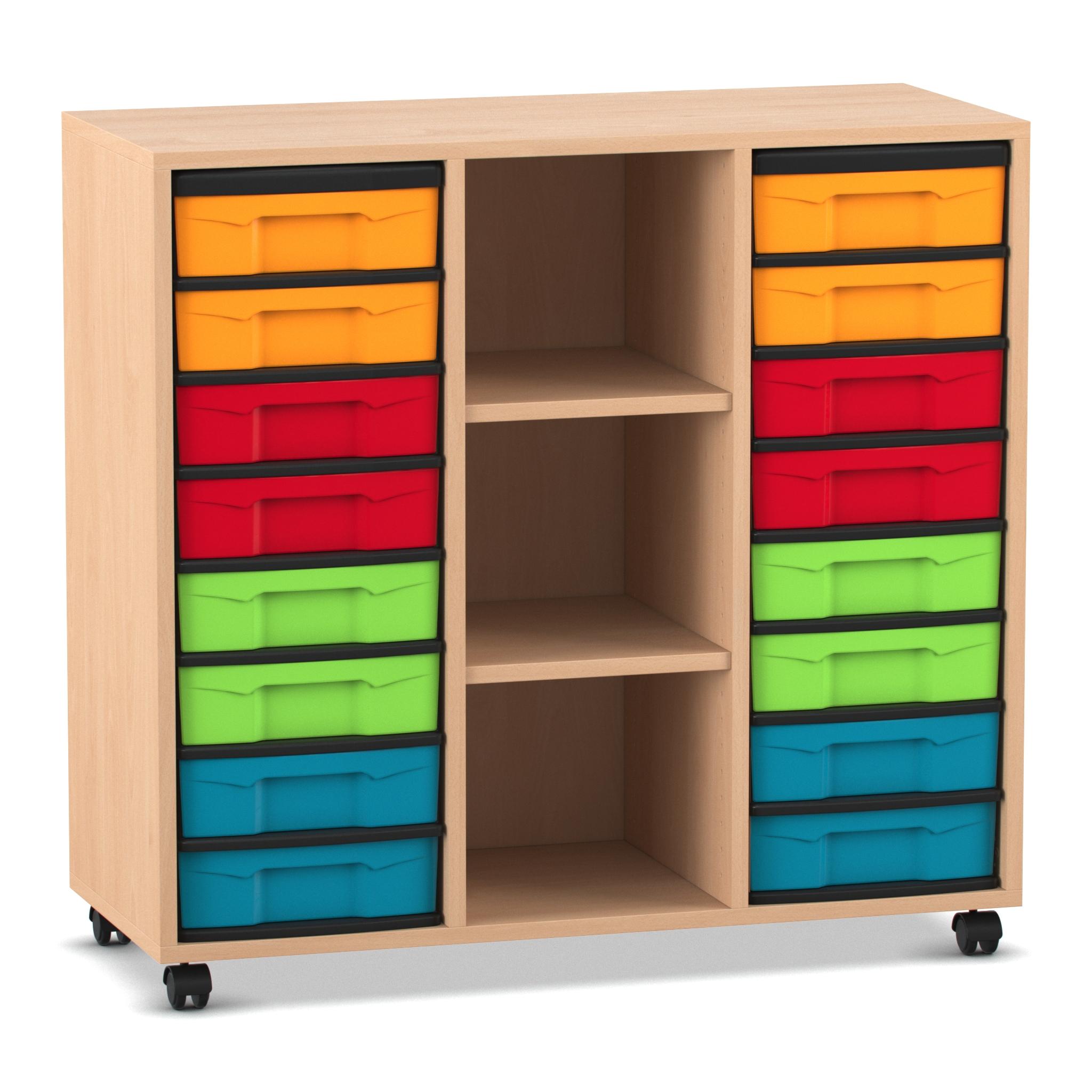 Flexeo Regal mit 3 Reihen, 3 Fächern und 16 kleinen Boxen Flexeo Regal, 3 Fächer, 18 kleine Boxen HxB: 190 x 94,4 cm