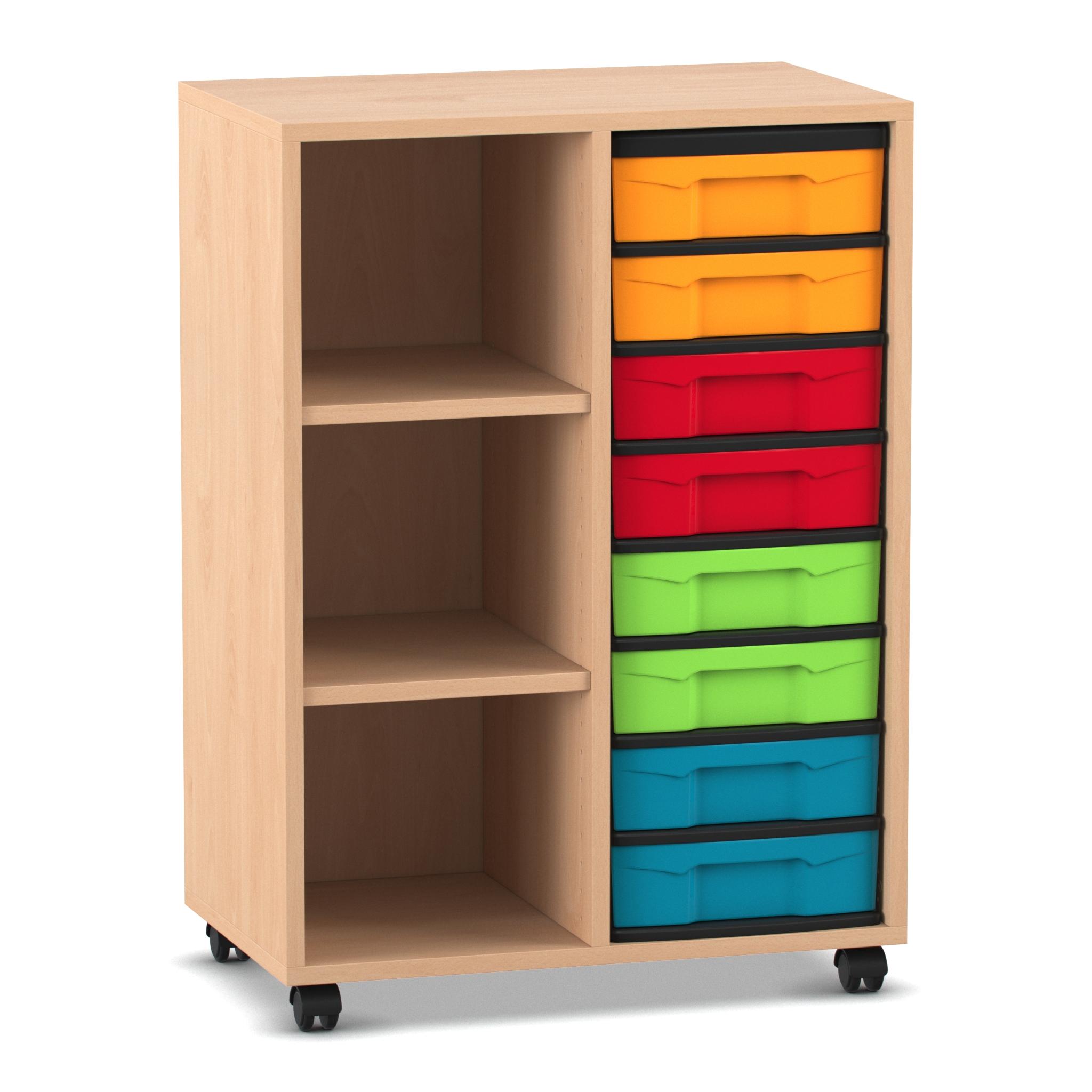 Flexeo Regal mit 2 Reihen, 3 Fächern und 8 kleinen Boxen Flexeo Regal mit 2 Reihen, 3 Fächern und 8 kleinen Boxen