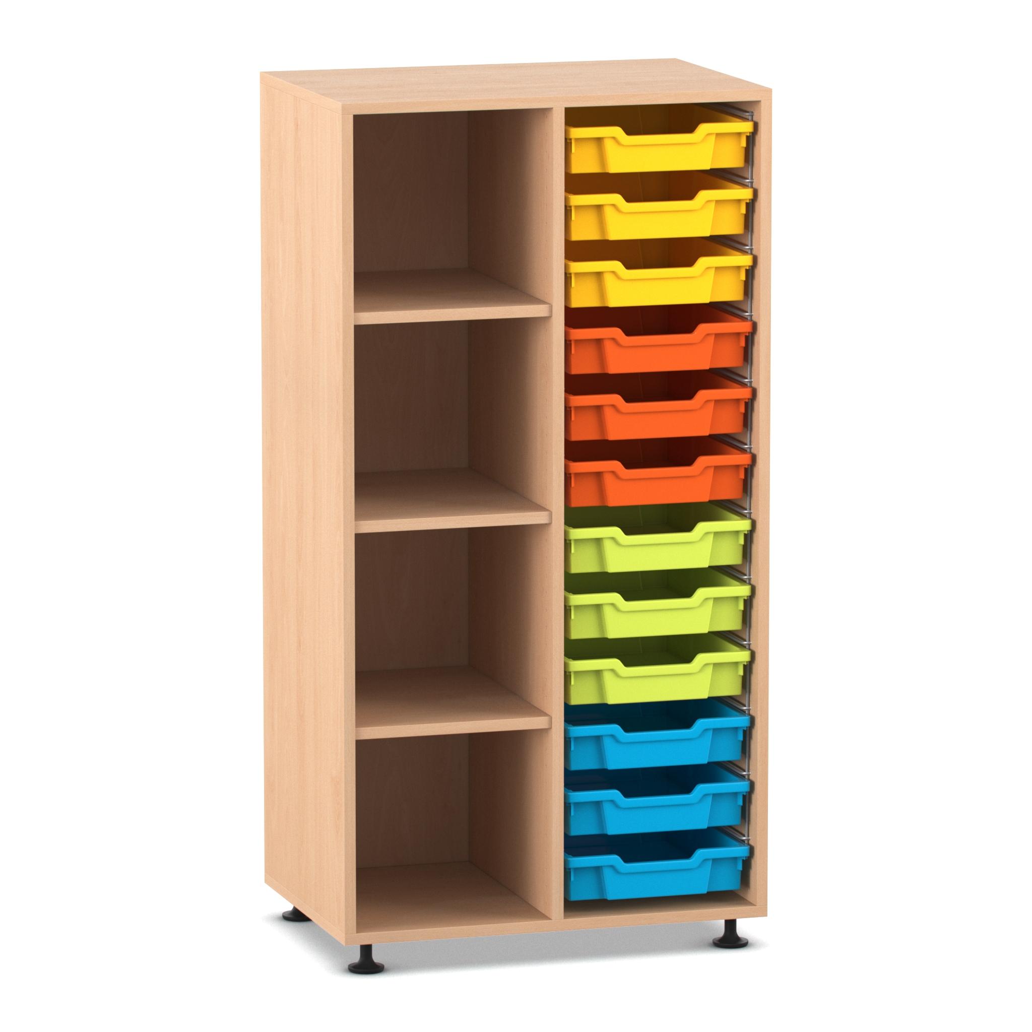 Flexeo Regal PRO, 2 Reihen, 12 kleine Boxen, 3 Fachböden Flexeo Regal mit 2 Reihen, 3 Fächern und 8 kleinen Boxen